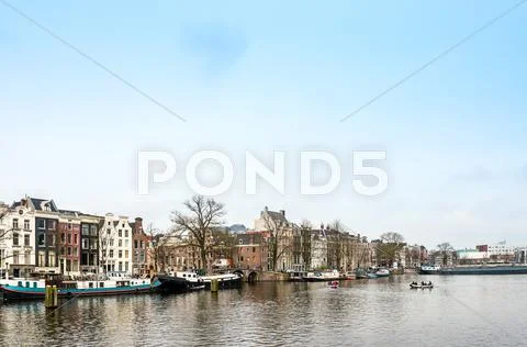 Amsterdam, Netherlands - March 31, 2016 : Beautiful street view of Traditiona Stock Photos