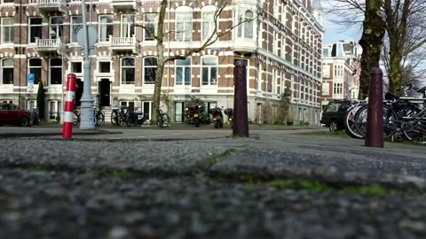 Amsterdam, Netherlands Mill, River Boats, Canal, Bridge in 2023 by Drone Stock Footage 234452653