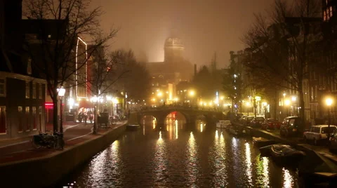 Amsterdam at Night Stock Footage 920660