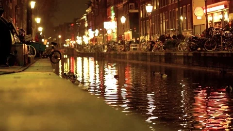 Amsterdam by night. FULL HD. Stock Footage 88867942