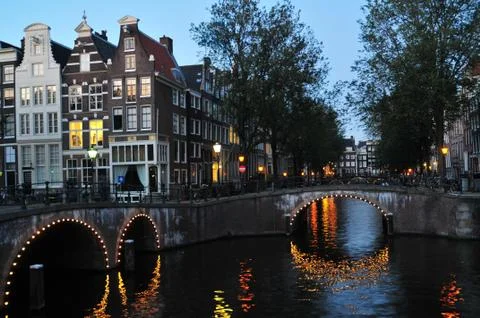 Amsterdam at night Stock Photos