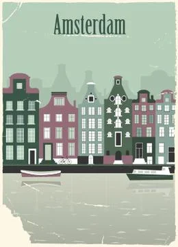 Amsterdam in old style. Stock Illustration