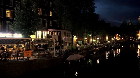 Amsterdam Red light district from Korte Niezel. Stock Footage 78150614