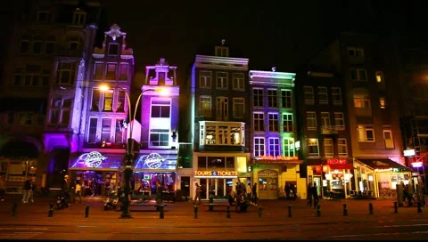 Amsterdam Red Light District, Vodka Museum, Holland 스톡 동영상 3790774