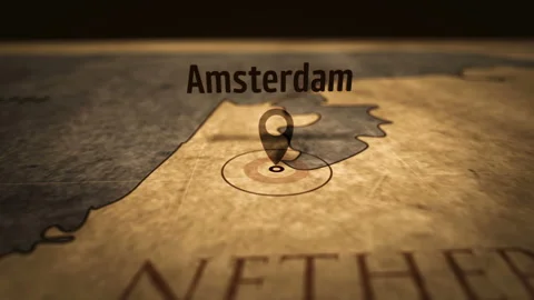 Amsterdam on retro sepia map Stock Footage 114132840