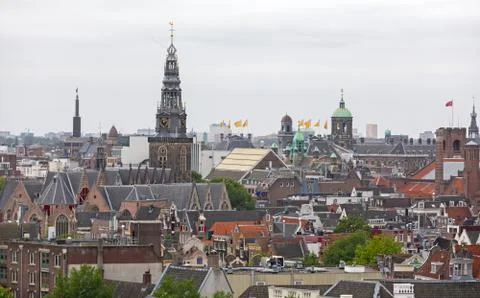 Amsterdam Rooftops Cityscape Stock Photos