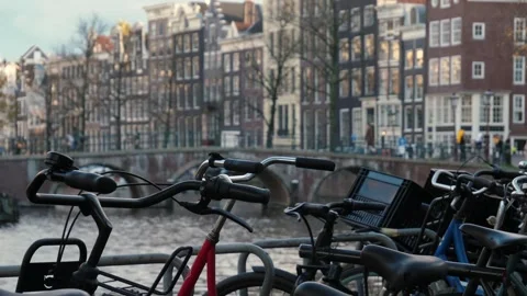 Amsterdam scene with bicycles Stock Footage 280246250