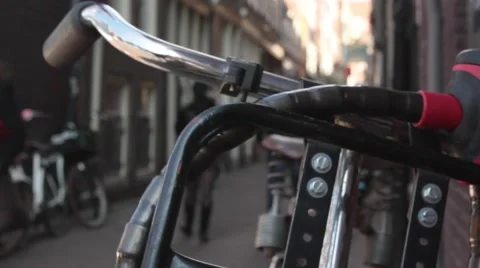 Amsterdam through the bike Stock Footage 57110463