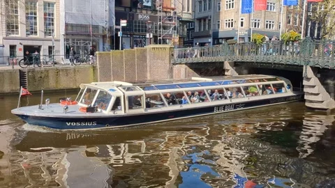 Amsterdam Tour boat Stock Footage 240616992