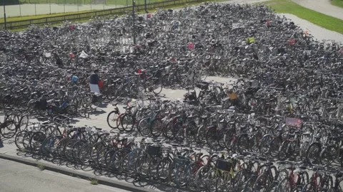 Amsterdam Train Station Bicycles Stock Footage 193689278