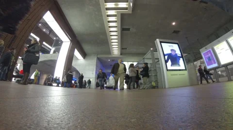 Amsterdam Train Station time lapsed from ground looking up Stock Footage 40051409