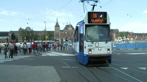 Amsterdam Tram Central Train Station Stock Footage 10797124