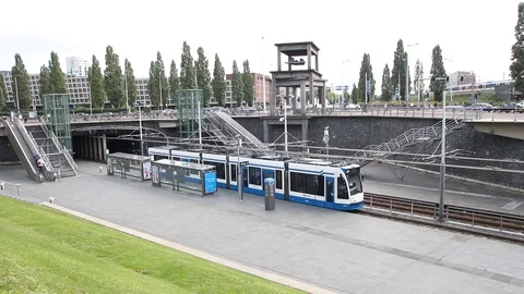 Amsterdam tram at reitland park Video stock 115583353