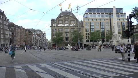 Amsterdam. Trams to Dame Square. Stock Footage 101670880