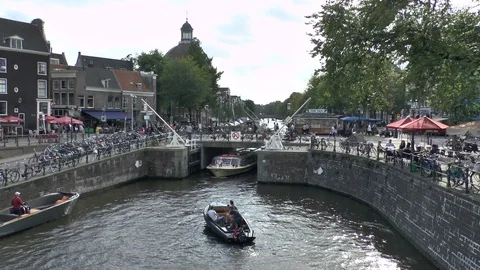 Amsterdam. View of the Singel canаl. Stock Footage 100998211