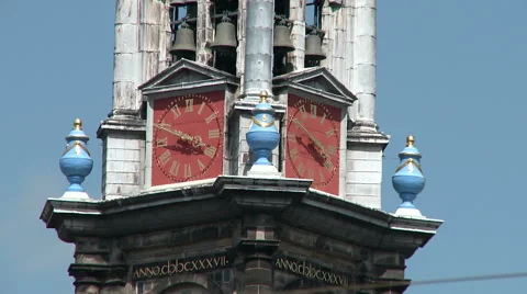 Amsterdam Westerker Clock Stock Footage 53012272