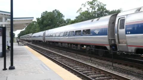 Amtrac train at high speed. Stock Footage 162924450