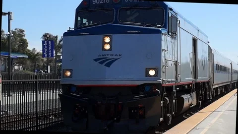 Amtrak Arriving at Oceanside Stock Footage 103490412