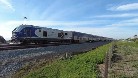 Amtrak Surfliner Train Passing Southbound Stock Footage 169324914