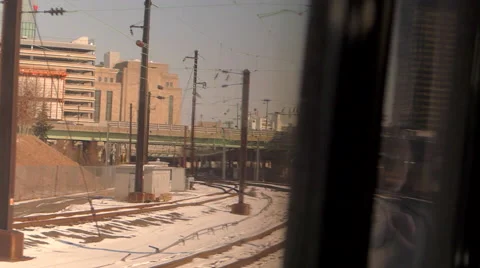 Amtrak Train pass round curve, cu pov, Philadelphia Vídeo Stock 50674958