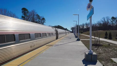 Amtrak Train At A Station Stock Footage 308680021
