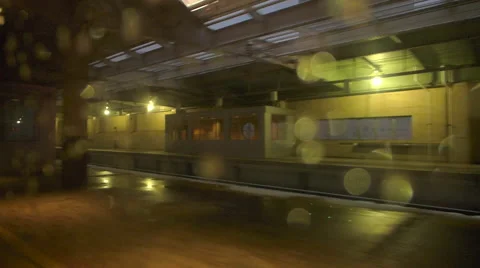 AmtrakTrain water droplets on window7, train station, slow, defocus Video stock 50670900