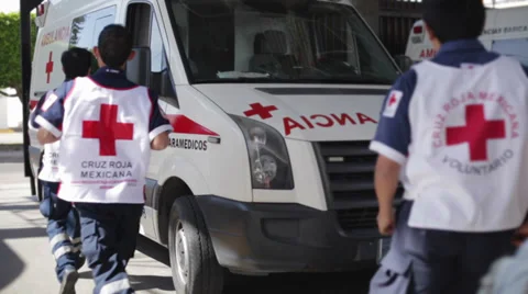 Amulance crew leaving for emergence Stock Footage 34972003