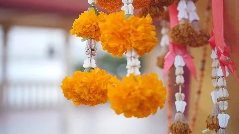 Amulet for good luck from flowers in Thailand. Slow motion. HD, 1920x1080 Stock Footage