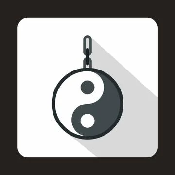 Amulet of yin yang icon, flat style Stock Illustration