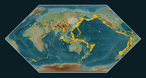 Amur tectonic plate. Wiki. Eckert I. Earthquakes and boundaries Stock Illustration
