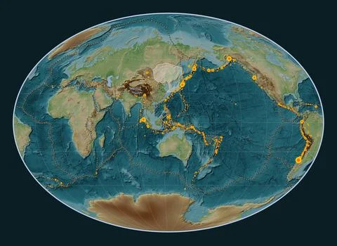 Amur tectonic plate. Wiki. Fahey. Earthquakes and boundaries Stock Illustration