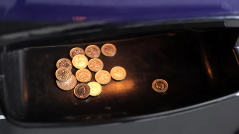AMUSEMENT ARCADE - FRUIT MACHINES 6 -  COINS PAYING OUT Video stock 273553659