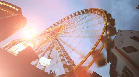 Amusement park. activity fun. big wheel. ferries wheel ride Stock-Footage 33690217