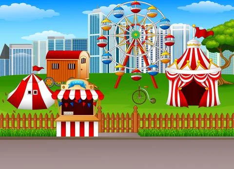 Amusement park background Stock Illustration