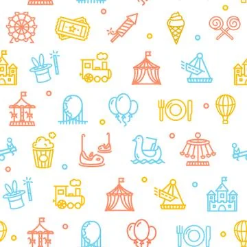 Amusement Park Background Pattern. Vector Stock Illustration