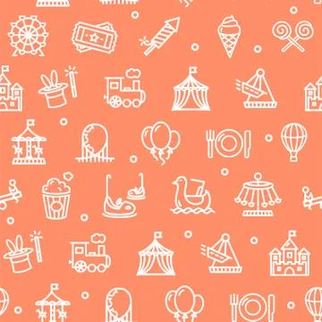 Amusement Park Background Pattern. Vector Stock Illustration