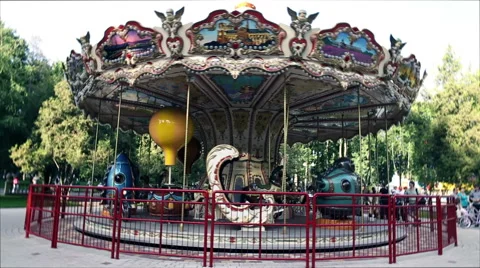 The amusement park carousel Stock Footage 48262153