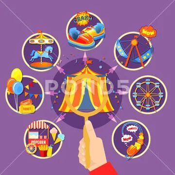 Amusement park collection vector illustration Stock Illustration