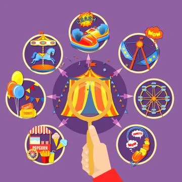 Amusement park collection vector illustration Ilustración de archivo