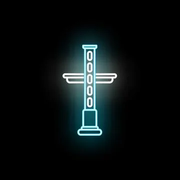 Amusement park drop tower ride neon light sign 스톡 일러스트