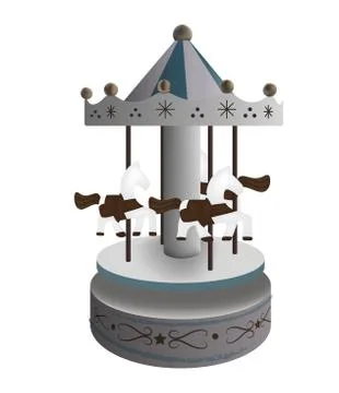 Amusement park element, Carousel with horses.  vector Illustration Ilustración de archivo