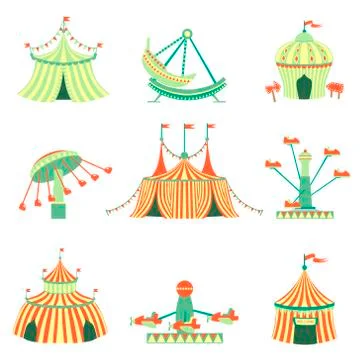 Amusement Park Elements Collection Ilustração Stock