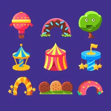 Amusement Park Elements Made Of Sweets Ilustração Stock