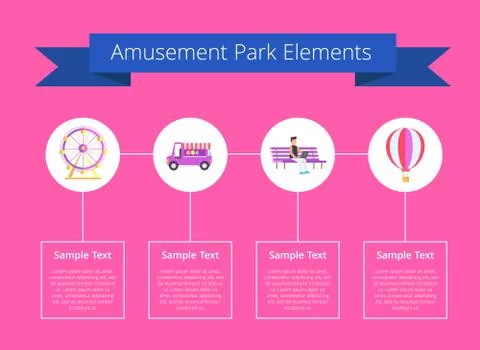 Amusement Park Elements Poster Vector Illustration Ilustração Stock
