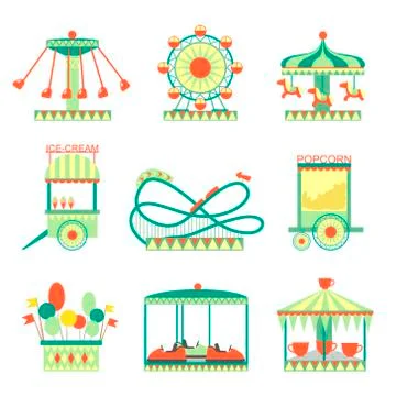 Amusement Park Elements Set Illustrazione stock