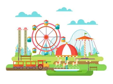 Amusement park flat design Ilustración de archivo