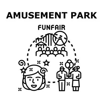 Amusement park funfair concept vector illustration Illustration