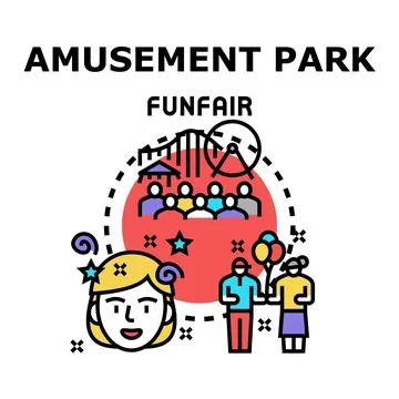 Amusement park funfair concept vector illustration Illustrazione stock
