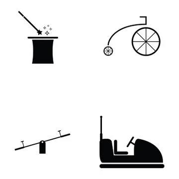 Amusement park icon set Stock Illustration