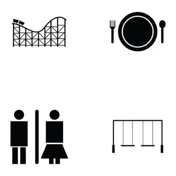 Amusement park icon set Ilustración de archivo